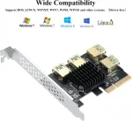 PCI-E 1 to 4 PCI-Express 16X Slots Riser Card,PCI-E 1X to External 4 PCI-E USB 3.0 Adapter Multiplier Card for Bitcoin Mining