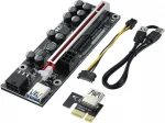 PCI-E 1X to 16X Riser Card,GPU Extender Riser Card - for Bitcoin Ethereum Mining ETH (VER009S,6 Pack) with 0.6 m USB 3.0 Extension Cable & 6PIN SATA Power Cable