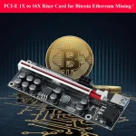 PCI-E 1X to 16X Riser Card, GPU Extender Riser Card - for Bitcoin Ethereum Mining ETH (VER009S,6 Pack) with 0.6 m USB 3.0 Extension Cable & 6PIN SATA Power Cable