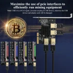 PCI-E 1 to 4 PCI-Express 16X Slots Riser Card,PCI-E 1X to External 4 PCI-E USB 3.0 Adapter Multiplier Card for Bitcoin Mining