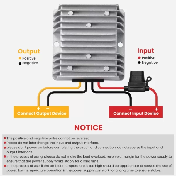 DC/DC 12V Boost to 24V10A MAX, 12V Step-up to 24V Voltage Converter with Quick-Connect Cable, DC/DC Converter, Current Adapter, Coltage Regulator, Voltage Booster, Transformer with fuses