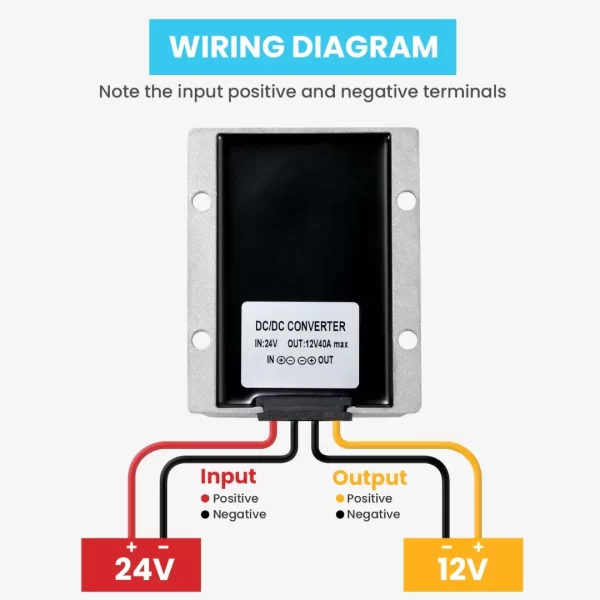 DC to DC Buck Converter 24V to 12V 40A 480W, DC Step-Down Transformer, Voltage Converter Power with Waterproof Fuse and Terminal Block for Cars, Trucks, Instrumentation, DIY ect